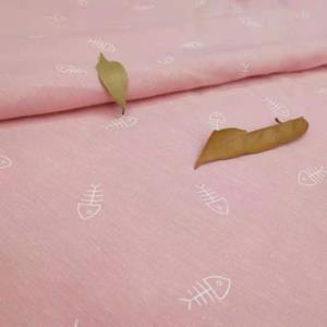 色织亚麻棉印鱼骨