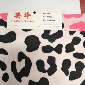 针织涤棉虎纹印花英文压花料 45%棉  55%涤