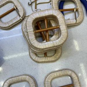 手工光面料编织方形腰带扣
