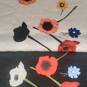 泡泡缎缎面提花绉渗透枝叶花