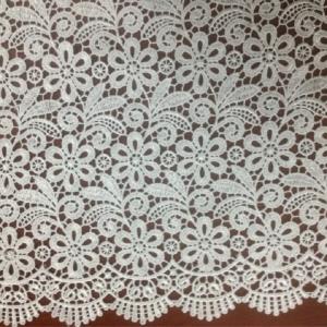 涤光丝水溶花边满幅布料白色绣品