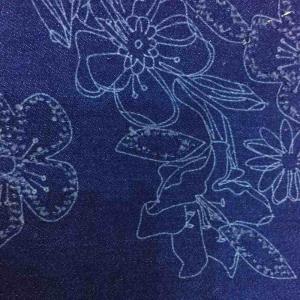 牛仔冲孔线条烂花