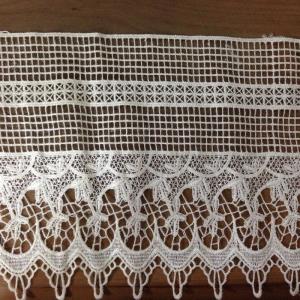 涤光丝水溶花边条码刺绣白色绣品