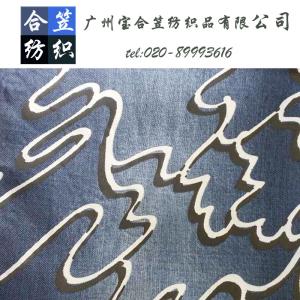 纯天丝线条印花牛仔
