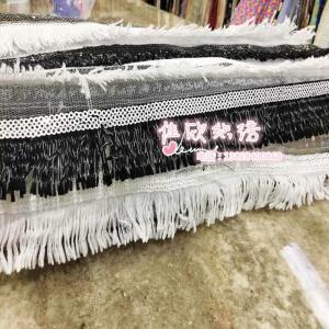 厂家直销时尚珠片亮片绣花流苏面料，高档礼服面料，秋季爆款